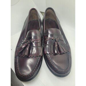 Bass Jeffrey Tassel Loafers Mens 11.5W Burgundy Leather Slipon Shoes career prep